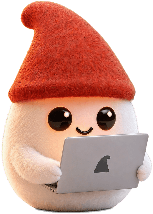 Das HeinzelApps-Heinzelmännchen am Laptop